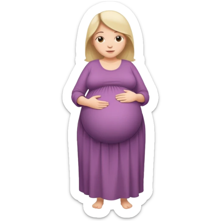 very heavily pregnant overdue woman with super  huge round belly sticker