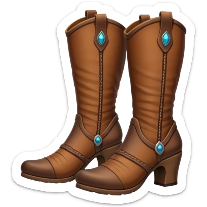 medievil boots, simple fantasy adveture boots, female, no laces, high heels sticker