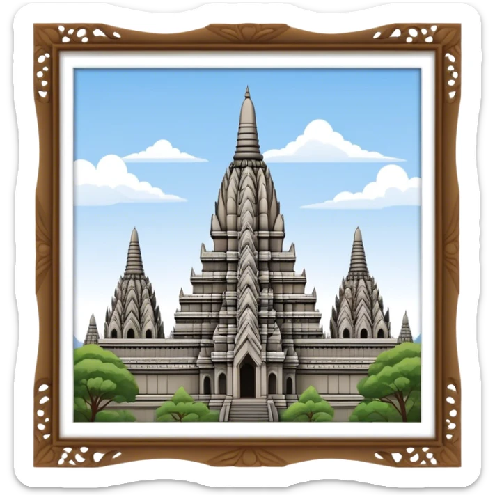 Prambanan Temple Landmark Emoji – Showcasing its towering Hindu temple spires with intricate carvings. sticker