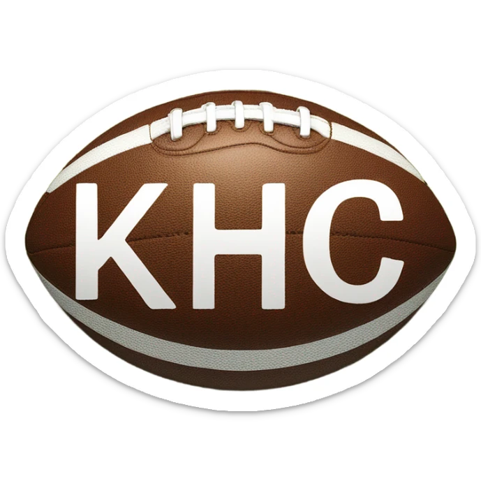 Football with the letters “KC” and the football is wearing a crown sticker