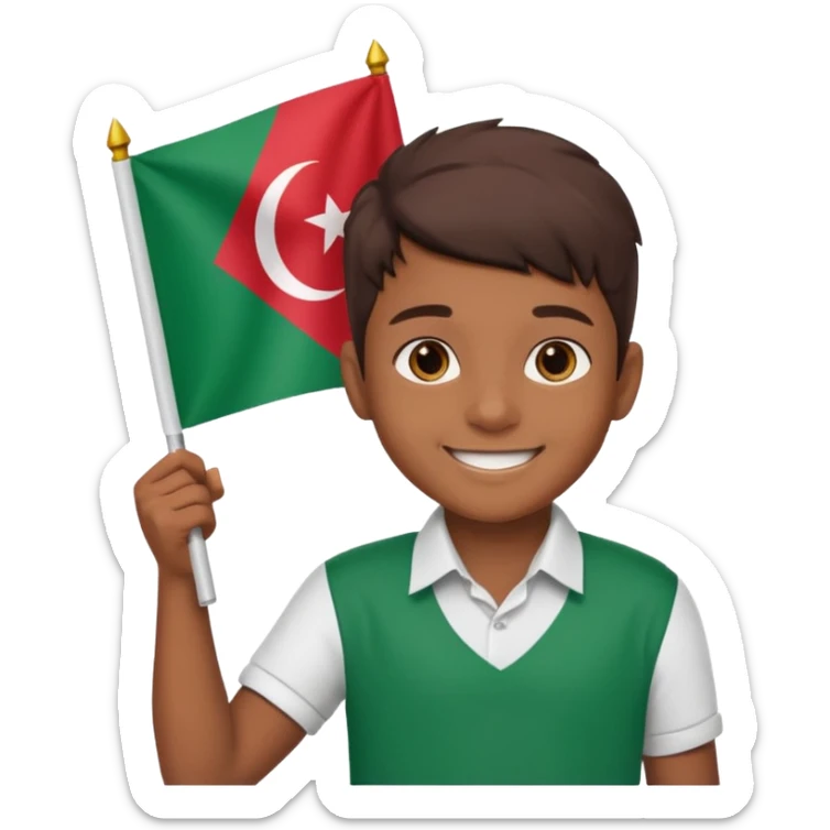 A boy stands with a Bangladeshi flag and greets on the occasion of December 16th. sticker