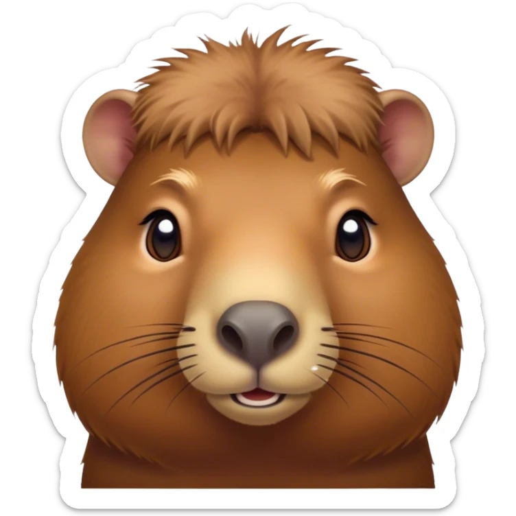 Cinematic Noble Capybara Portrait Emoji, Poised and serene, with a robust, rounded build covered in soft, earthy fur and gentle, wise eyes, Simplified yet sharp and sophisticated features, highly detailed, glowing with a warm, natural glow, high shine, intelligent and calm, stylized with an air of understated authority, focused and attentive, soft glowing outline, capturing the essence of a watchful and confident guardian that feels as though it could step out of the screen with effortless authority! sticker