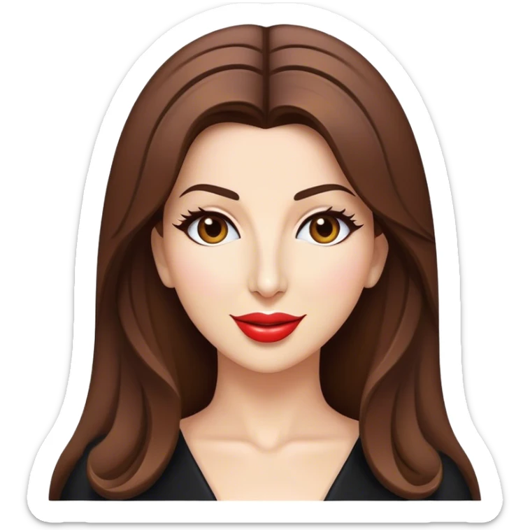 Cinematic Realistic Nancy Ajram Pop Culture Emoji, depicted with a charismatic modern portrayal of the celebrated singer rendered with crisp detail and energetic lighting. sticker