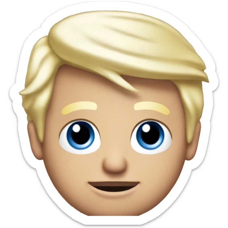 Donald Trump making a silly face with blonde hair blue eyes wearing a blue suit with red tie  sticker