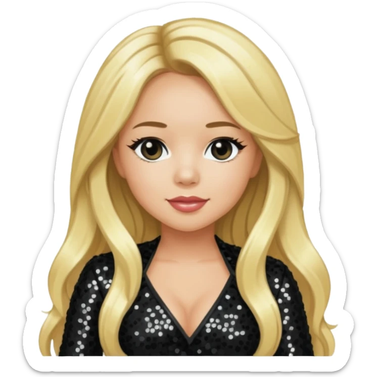 Sabrina Bryan from Cheetah Girls with long blonde hair, black sequin outfit sticker