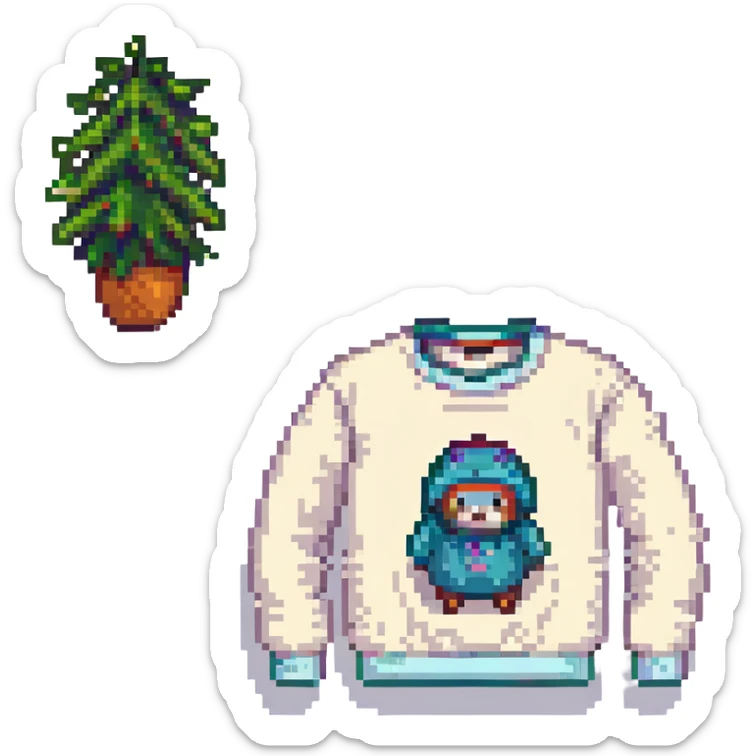 a cozy sweater in the style of iOS clothing stickers sticker