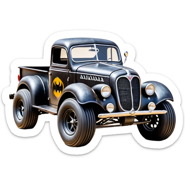 1:10 off-road lcg burning Basher Wednesday Adam’s CatWoman’s 1954 blackened tarnished hotrod ford jaguar rc pickup (extra wide low-profile pin tires without fenders) sticker