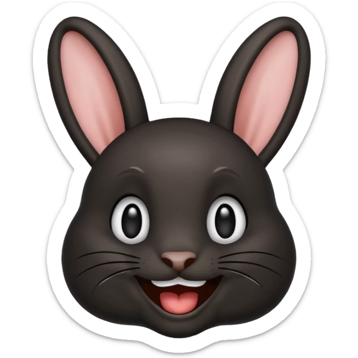 emoji d'une tête de lapin noire qui dit bonjour de la main sticker