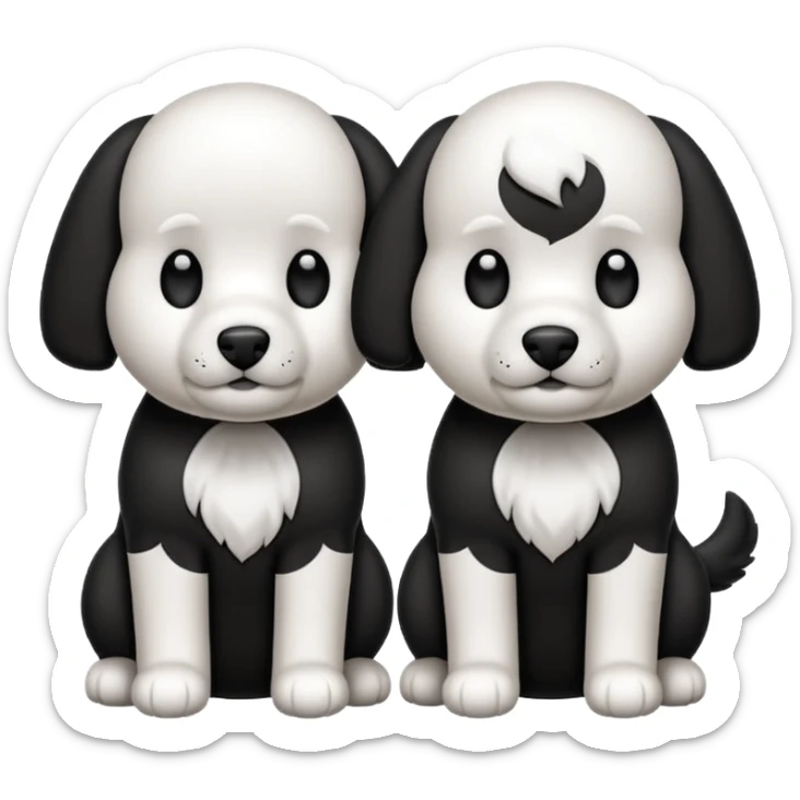 Un caniche blanco y otro caniche negro,los dos separados Y que sean caniches sticker