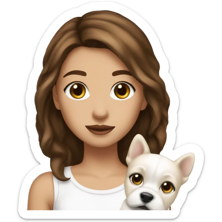 Slay Girl with brown hair and brown eyes with white puppy s sticker