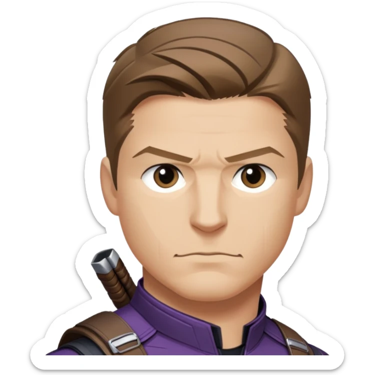 hawkeye clint barton portrait marvel, brown hair from captain america: civil war sticker