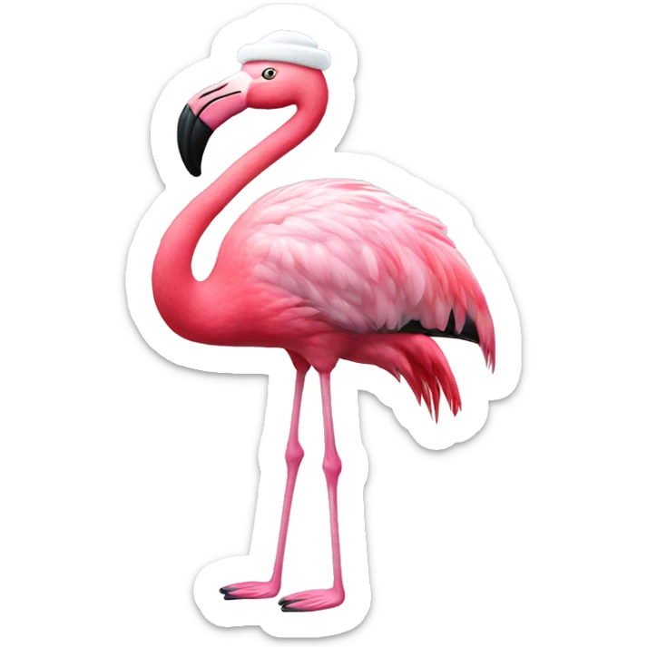Pink flamingo with a Santa hat, show full body of the flamingo  sticker
