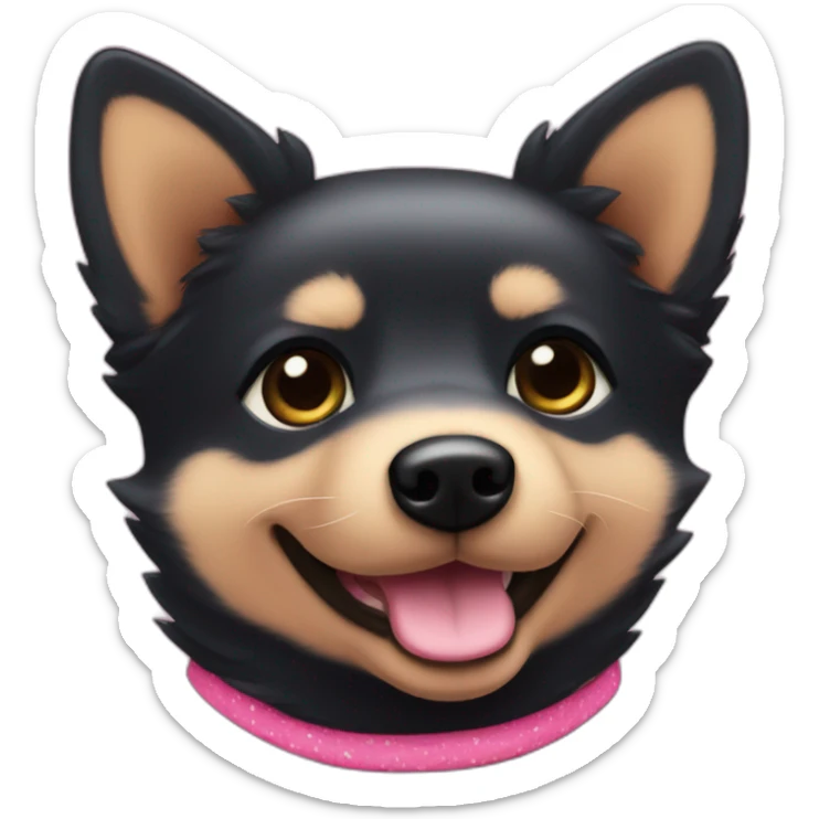 black schipperke that only have black short hair and who wears a pink bandana around his neck sticker