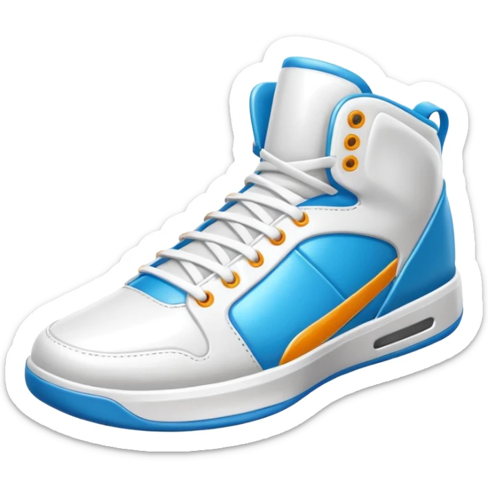 basketball sneaker object icon, high-top shoes, sporty design, glossy details, 3D cartoon, mobile game icon style, centered, clean background, no text, no watermark
 sticker