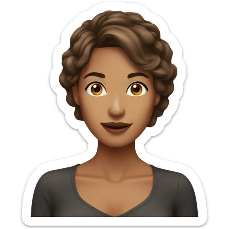 Beautiful woman with tan skin brown hair, brown eyes sticking her tongue out sticker