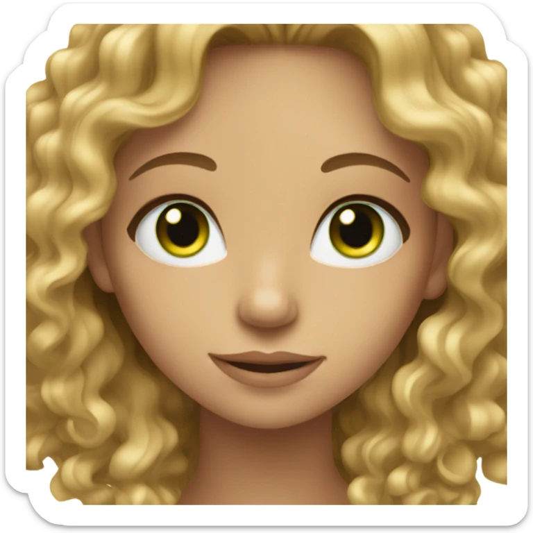girl with long blond and brown curly hair with green eyes sticker