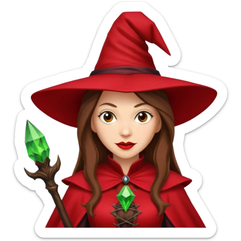 Wicked Witch of the East from the Wizard of Oz with long brown hair, light skin, red outfit sticker