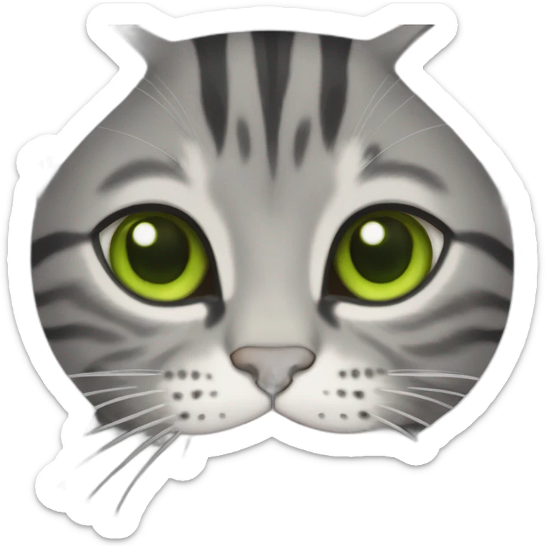 american shorthair and bengal cat mix, grey fur and green eyes sticker