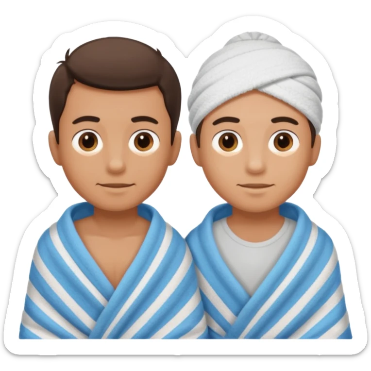 un niño y un hombre tirando de una toalla en cada extremo sticker