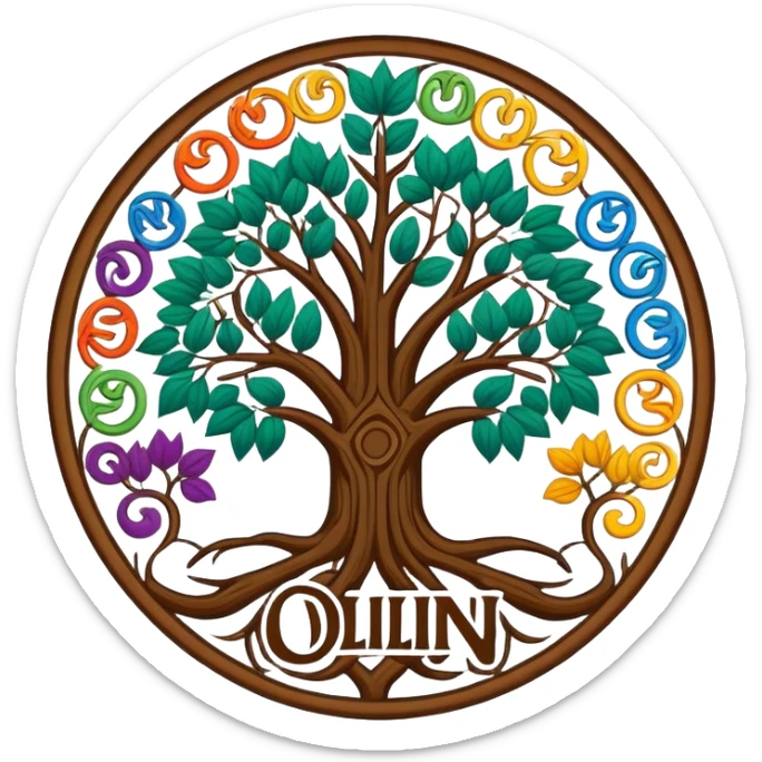 created a highly detailed but manly looking family genealogy logo and use the name Odlin with multiple colors. sticker