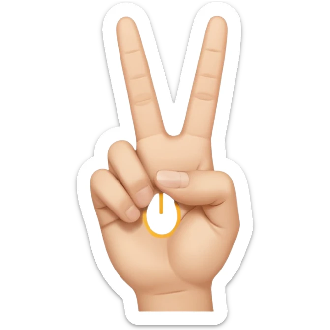 peace sign emoji but with the middle and ring fingers up not the index finger sticker