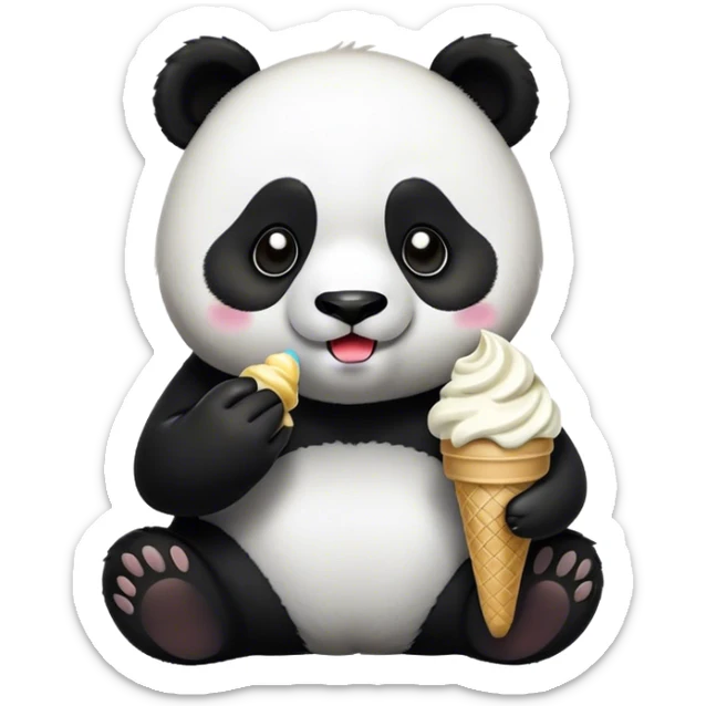 Panda eating ice cream sticker