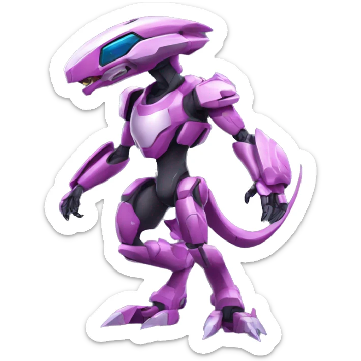 a Genesect-Raptor-Fakémon-Medabot-—hybrid with a futuristic visor-helmet full body sticker