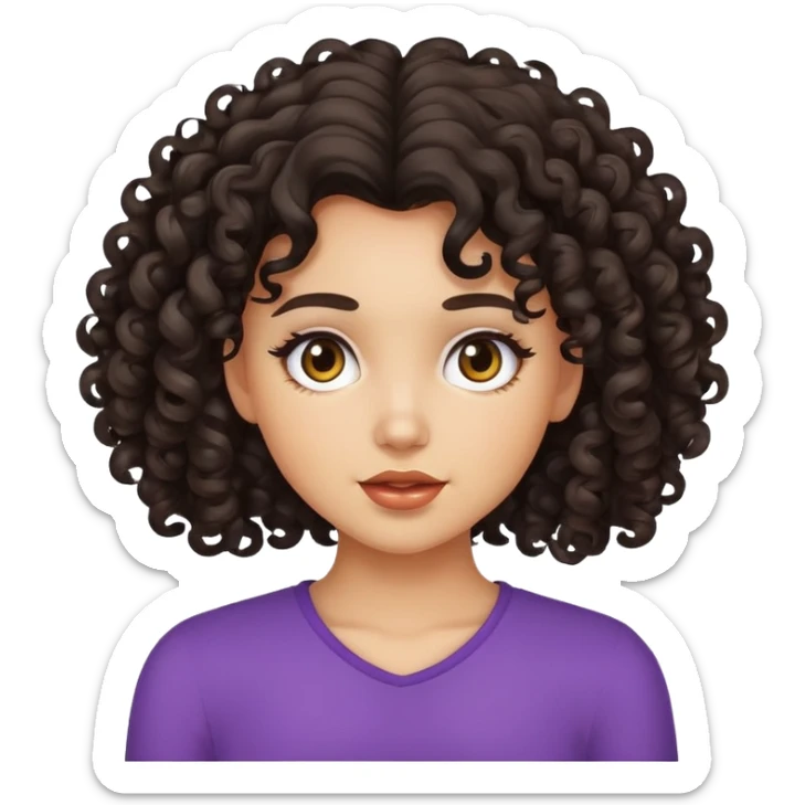 girl with curly dark hair, light skin, sassy hair flip sticker