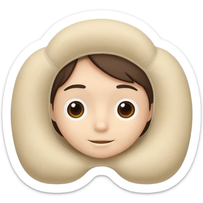 A fluffy memory-foam travel pillow that molds gently to the traveler’s head and shoulders. sticker