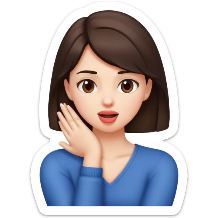 Brunette girl with her arms crossed and holding her neck with her tongue out sticker