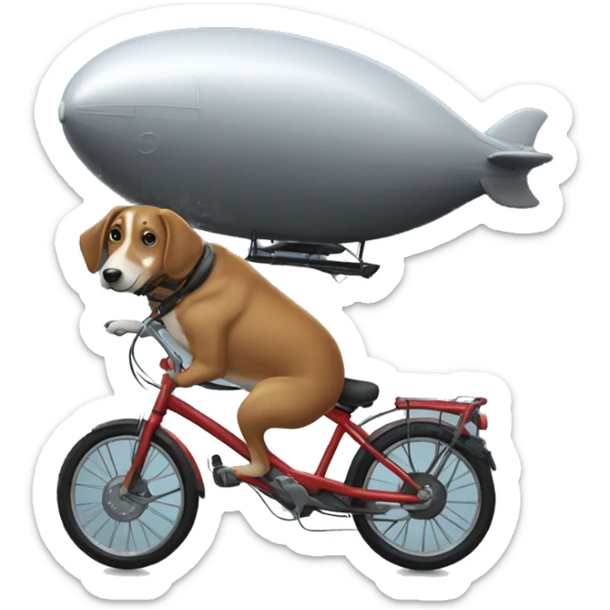 A dog doing a cartweel on a bike that is on a blimp in the storm at night sticker
