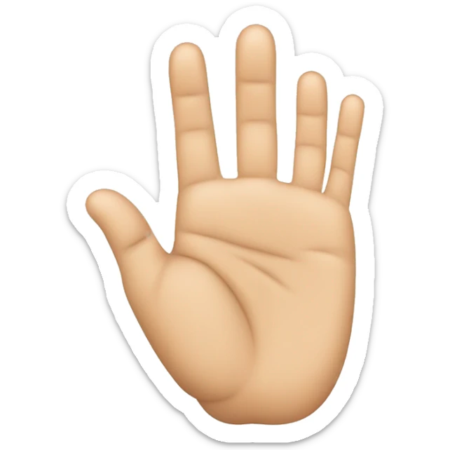 A Hand with 5 fingers the thumb is hidden in the pal of the hand and the middle and ring overlap eachoher  sticker