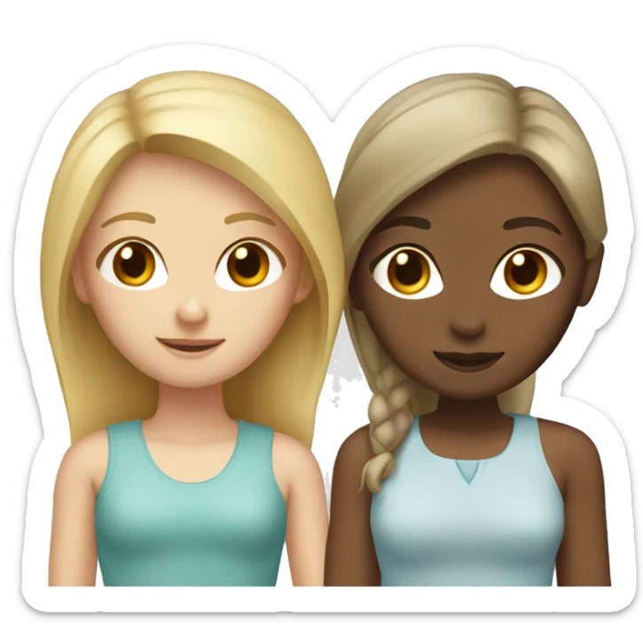 two girls with brown hair and one blonde sticker
