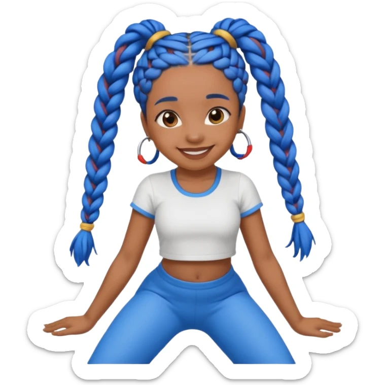 Brown skin Girl with blue and blue braids twerking  sticker