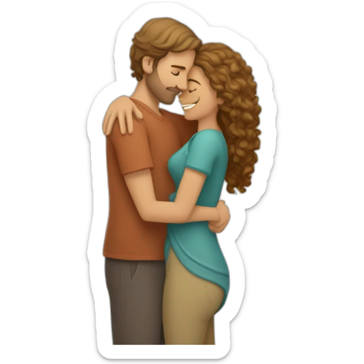Caucasian tall man hugging an Indian woman with wavy hair sticker