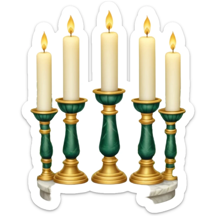 Aesthetic scenic beautiful gorgeous holy divine spiritual pretty elegant sparkly shiny scene of Candles, flowers, marble pedestals, lush vines, ferns, scenic aesthetic scenery sticker