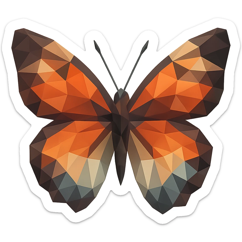 illustration of a butterfly made of geometric shapes in polygonal style sticker
