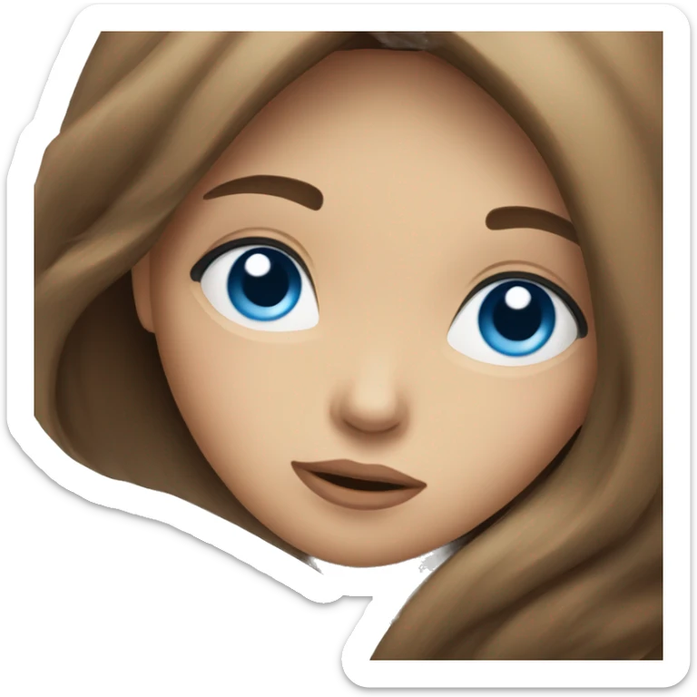 Very Tired pretty girl with long brown hair and blue eyes sticker