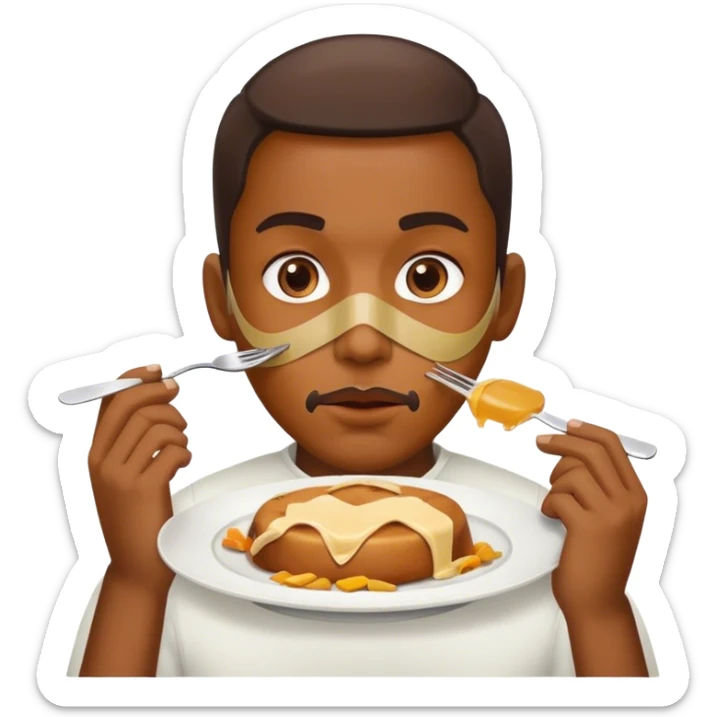 sealed Mouth with scotch tape on it and food in plate in front of it sticker