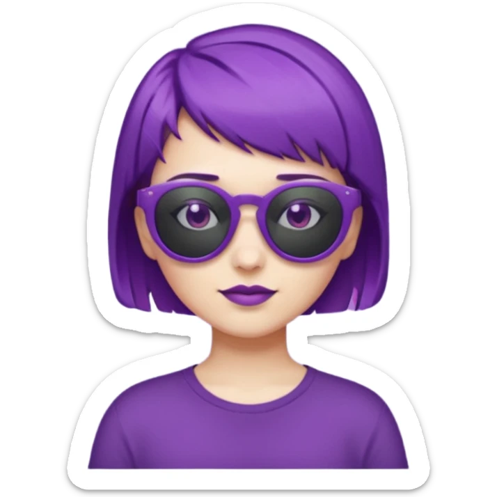 girl with short purple hair and sunglasses on hair sticker