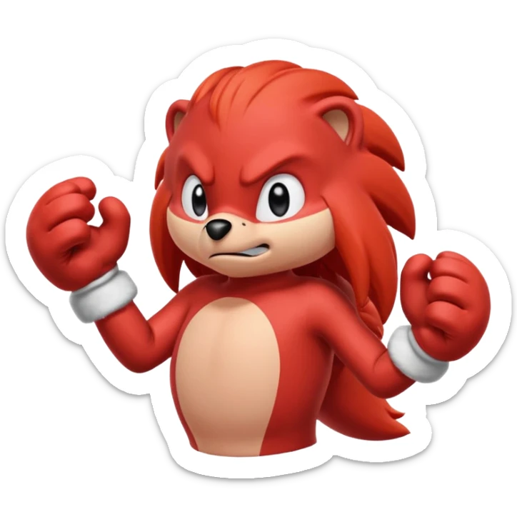 Sonic the hedgehogs friend knuckles a red animal with peach arms and white gloves sticker