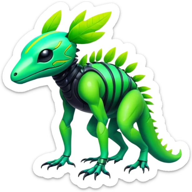 Tropical futuristic lush neon Fionbri-Vernid-creature (full body) sticker