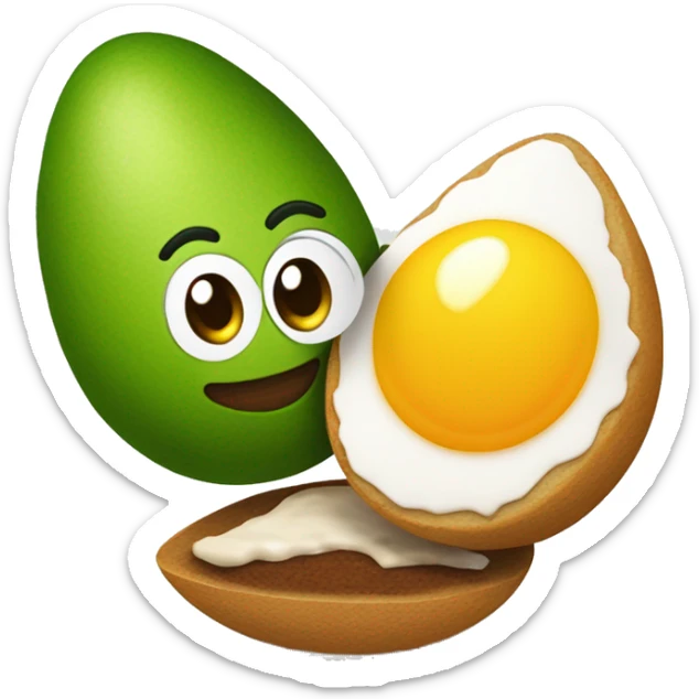 un huevo abierto por la mitad, con relleno de palta y un arbolito de navidad pinchado encima sticker