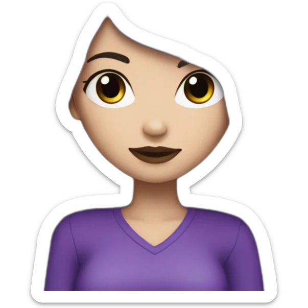 White girl with long straight black and purple hair Raven Queen sticker