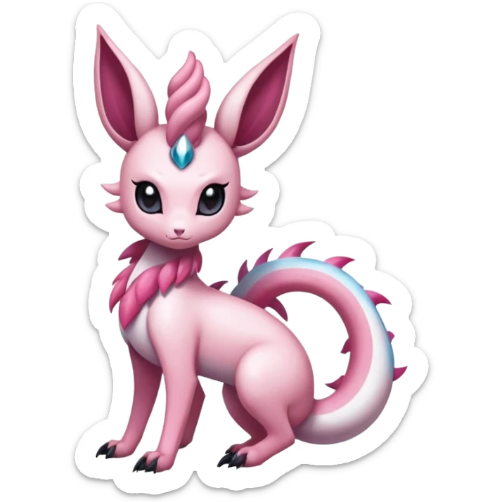  Dark Gloomy Dark-type Shiny Scaly Edgy Badass Cute Gothic Exotic Amaura-Salazzle-Aurorus-Sylveon-Fakémon-hybrid-creature (full body)  sticker