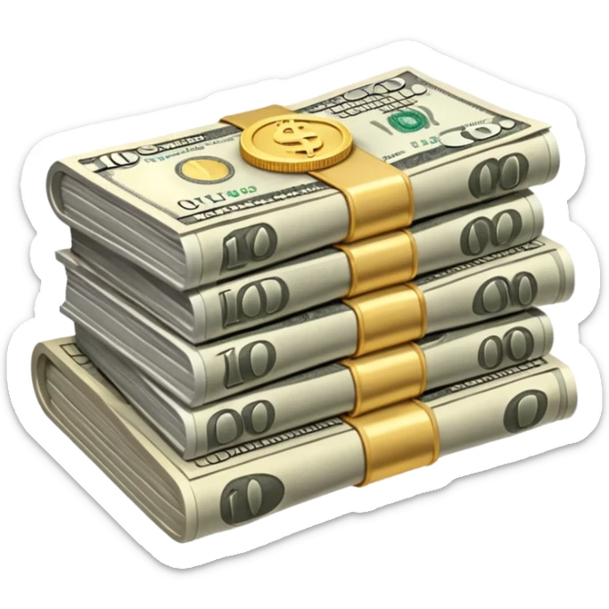 It's an image of money such as coins and bills, but there's only one or two neatly sticker