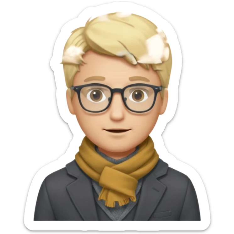 gray scarf male blonde hair with suit glasses sticker