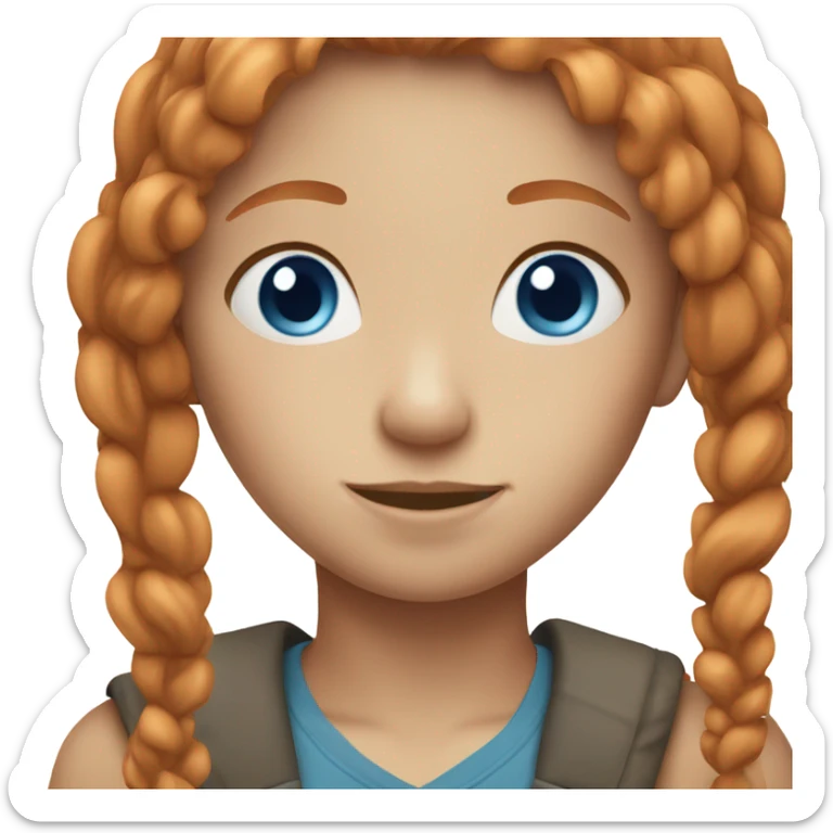 Straight ginger hair girl with blue eyes and freckles  sticker