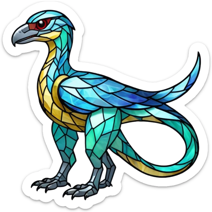Shiny Futuristic Ethereal Marble-StainedGlass-Fakemon-Pokemon-Digimon-Spectrobes-Raptor-fusion, full body sticker