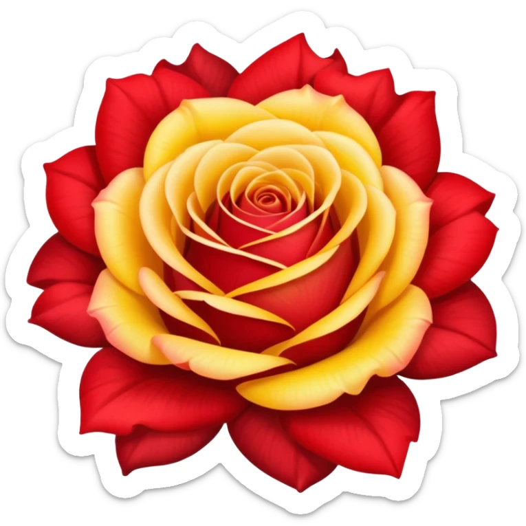 roses with gradient on petal starts yellow and bottom is red make a bouquet of them lots of gradient on every petal  sticker